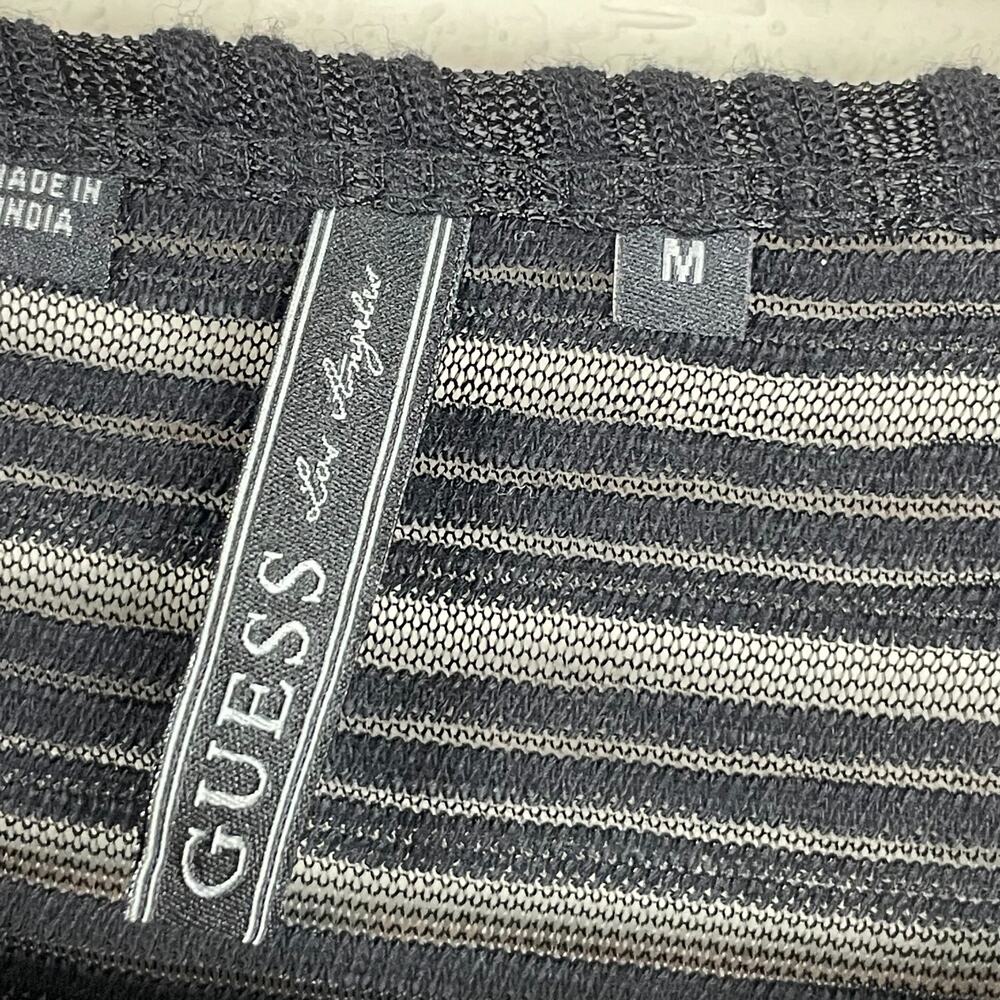 Guess Striped Burnout High-Low Top Size M Y2K Oversized Goth Witchy Long Sleeve - Picture 4 of 6